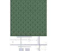 Lister Cartwright Oriental Fan Blackout Roller Blinds Windows Blinds Child Safety Easy Fit Made to Measure (Green, 60 cm Width x 140 cm Drop)