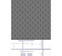 Lister Cartwright Oriental Fan Blackout Roller Blinds Windows Blinds Child Safety Easy Fit Made to Measure (Charcoal, 150 cm Width x 140 cm Drop)