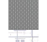 Lister Cartwright Oriental Fan Blackout Roller Blinds Windows Blinds Child Safety Easy Fit Made to Measure (White & Grey, 150 cm Width x 140 cm Drop)