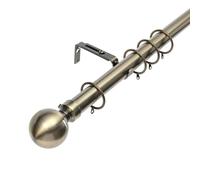 Lister Cartwright Palermo Ball Finial Metal 28 mm Extendable Curtain Poles Rods Voile Easy Fitting, Antique Brass 120-210 cm