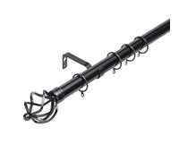 Lister Cartwright Palermo Cage Finial 28 mm Extendable Metal Curtain Pole Rods Voile Easy Fitting, Black Nickel 90-160 cm