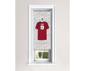 Lister Cartwright Personalised Roller Blinds Football Shirts Customised Name Locker Room Blackout Windows Blinds Easy Fit Child Safety (Red, 60 cm Width x 140 cm Drop)
