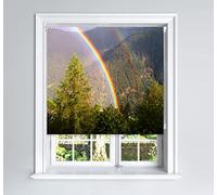 Lister Cartwright Photographic Blackout Roller Blind - (150 x 140 cm) Printed Colourful Roller Blind Easy Fit Window Blind with Child Safety - Bedroom Bathroom Kitchen & Living Room - Forest Rainbow