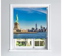 Lister Cartwright Photographic Blackout Roller Blind - (150 x 140 cm) Printed Colourful Roller Blind Easy Fit Window Blind with Child Safety -Bedroom Bathroom Kitchen & Living Room-Statue of Liberty