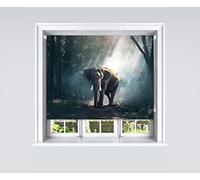 Lister Cartwright Photographic Blackout Roller Blind - (180 x 140 cm) Printed Colourful Roller Blind Easy Fit Window Blind with Child Safety - Bedroom Bathroom Kitchen & Living Room - Elephant