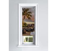 Lister Cartwright Photographic Blackout Roller Blind - (60 x 140 cm) Printed Colourful Roller Blind Easy Fit Window Blind with Child Safety - Bedroom Bathroom Kitchen & Living Room -Beach Palm Tree