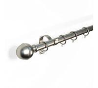 Lister Cartwright Silver Curtain pole 28 mm Fixed Length Ball Finial Fixing & Rings Include- 300 cm