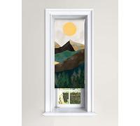 Lister Cartwright Tapestry Painted View Green Blackout Roller Blind Painted View Windows Blinds Child Safety Decor Painted Easy Fit Cut To Size (60 cm Width x 140 cm Drop)