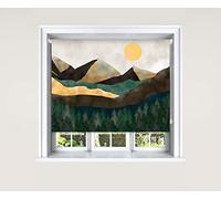 Lister Cartwright Tapestry Painted View Green Blackout Roller Blind Painted View Windows Blinds Child Safety Decor Painted Easy Fit Cut To Size (180 cm Width x 140 cm Drop)