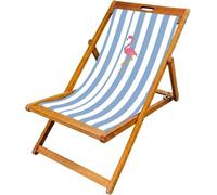 Lister Cartwright Wooden Folding Deck Chair With Fabric Sling(Flamingo Stripe)