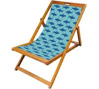 Lister Cartwright Wooden Folding Deck Chair With Fabric Sling(Shark Attack)