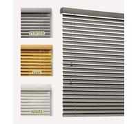 Lister Cartwright Woodgrain Fauxwood Venetian Blinds for Windows 50mm - Trimmable, Easy Fit Curtains, Child Safe - Durable Home & Office Blind(Pewter, 195 W x 160 H cm)