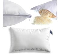 Lister Cartwright Wool Pillow Premium Firmness 100% Cotton Cover British Yorkshire Wool Natural Supportive British Regulates Body Temperature Standard UK Size Well sleep (1, White, 70 x 48 cm)