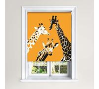 Lister Cartwright Yellow Giraffe Blackout Roller Blind Painted Design Cut to Size Easy Fit Child Safety (Yellow Giraffe, 120 cm Width x 140 cm Drop)