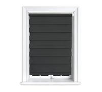 Lister Cartwright Zebra Roller Blinds - Day & Night Dual Layer Fabric - Translucent Vision Shades- 180x165 cm - Black - Window & Door Blinds for Home Office