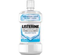 Listerine Advanced White Milder Taste (Zero Alcohol) Mouthwash (500ml), Fluoride Mouthwash to Whiten and Protect from New Stains While Remineralising