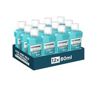 LISTERINE Cool Mint Mild (12 x 80 ml), Antibacterial Mouthwash Without Alcohol with Mild Flavour, for a Long-Lasting Fresh Feeling