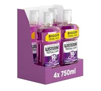 Listerine Total Care Antibacterial Mouthwash (750ml), Caring and Cleansing Wash with 10-in-1 Benefits, Clean Mint-Flavoured to Freshen Breath x 4