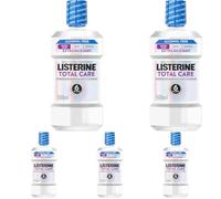 Listerine Total Care Extra Mild Taste (Alcohol Free) Antibacterial Mouthwash (500ml), Dye Free Formula & Soothing Fresh Mint Flavour with 6-in-1 Benefits (Pack of 5)