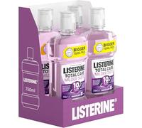 Listerine Total Care Milder Taste (Zero Alcohol) Antibacterial Mouthwash (750ml), Caring and Cleansing Wash with 10-in-1 Benefits, Freshens Breath with Milder Taste,Pack of 4