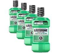Listerine Total Care Teeth & Gum Intense Taste Classic Antibacterial Mouthwash (Pack of 4 x 500ml), Fresh Mint Blast Flavour with 6-in-1 Benefits
