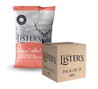 Listers Crisps, Prawn Cocktail (Box of 25 x 40g Snack Bags), Made in the UK, Vegetarian, Vegan