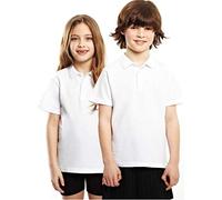 Listers Schoolwear Age 3-16 White 100% Cotton School Plain Polo Shirt Short Sleeve Childrens Boys Girls P.E.
