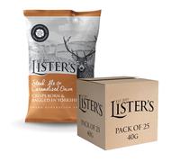 Listers - Steak, Ale & Caramelised Onions - Crisps Multipack, Multipack Crisps, Crisps Share Bag with Steak Seasoning, Crisps Bulk - Vegetarian Potato Snacks - 40g x 25