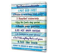 LISTNGBO Bible Verses, 10 Commandments Wall Art, Christian Religious Wall Decor, Ready to Hang - 12" x 15" Canvas for Kids' Nursery/Classroom/Bedroom