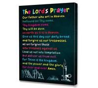 LISTNGBO Bible Verses Canvas, The Lord's Prayer Scripture Art, Christian Religious Wall Art, Ready to Hang for Kids' Nursery/Classroom/Bedroom Decor, 12" x 15