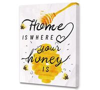 LISTNGBO Home Is Where Your Honey Is Framed Wall Art Frame Canvas, Honey Home Decor Canvas Wall Artwork Ready to Hang for Home Farmhouse Dining Kitchen Wall Décor-12 x 15 Inches
