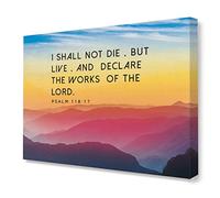 LISTNGBO Inspirational Quote Bible Verse PSALM 118:17 I Shall Not Die But Live Canvas Wall Art Prints Decoration For Home Bedroom Girl Room Office,Christians Girls Sister Women Gifts,14X11 Inch