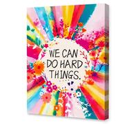 LISTNGBO We Can Do Hard Things Motivational Bright Colorful Wall Art | Motivational Colorful Office Wall Decor Posters, Bright Positive Inspirational Wall Decor for Office, Framed Canvas 11x15 In