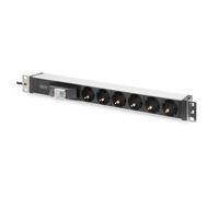 Listwa zasilająca PDU 19 Rack 6x schuko 2m 1x wtyk unischuko 16A wyłącznik nadpr