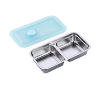 lisutupode 2 Compartment Stainless Steel Reusable Snack Container, 20x10.5x4cm Portable Reusable Travel Lunch Container With Lid Airtight Lid For Sauces, Dip