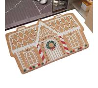 lisutupode 2 Outdoor Gingerbread House Doormat 60x40x1cm Cashmere Fun Ginger Bread House Welcome Door Mat Winter Tufted Rug,Non Slip Absorbent Floor Carpet For Porch Front Bathroom Indoor Outdoor