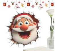 lisutupode 2026 Funny Wall-Breaking 3D Christmas Stickers 29/35cm Winter Holiday Christmas Break Through Walls Decor Decorative Wall-Breaking Santa Glass Clings Peel and Stick for Window, Home