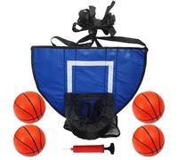 lisutupode Adjustable Soft Basketball Rebounder Net 49x36cm Oxford Cloth Trampoline Basketball Hoop With Breakaway Rim With Pump 4 Balls Reusable Reinforced Rope Design Scratch-resistant Back Pane