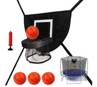 lisutupode Adjustable Soft Basketball Rebounder Net 49x36cm Oxford Cloth Trampoline Basketball Hoop With Breakaway Rim With Pump 4 Balls Reusable Reinforced Rope Design Scratch-resistant Back Pane