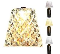lisutupode Cordless LED Bottle Lampshade 13.2cm 3 Color Touch Wireless Rechargeable LED Crystal Wine Bottle Lights, Portable Wireless Bottles Lampshade for Kitchen Bedside Living Room Nightstand