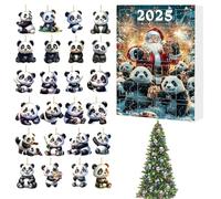 lisutupode Countdown to Christmas 24 Pieces | Christmas 2D Panda - 2025 Toy Pendants for Holiday Door Knobs, Stocking Fillers, Christmas Tradition, Mantel &