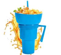 lisutupode Cup for Snacks and Drinks - Drink Cup with Bowl for Snacks in the Part | Portable Food and Drink Container for Adults, Children and Outdoors, Travel, Camping,