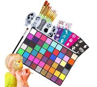 lisutupode Face Make-Up Kit, Body Paint, Base Brushes Stencils - Reusable Set for Theatre Stage Festivals