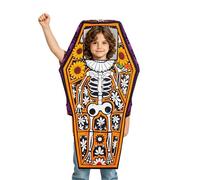 lisutupode Funny Skull Costume, Casket-Shaped Skeleton Jumpsuit - Vampire Sarcophagus Outfit - For Women Men Accessories Stage Dancing Party Role Play Birthday