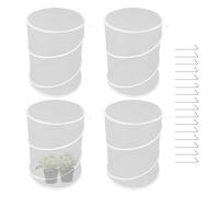 lisutupode Plant Protection Mesh - 4 x Pop Up Anti-Animal Cover with Protective Net, Breathable Folding Protector with Stakes for Trees, Blueberry Shrubs and Garden Flowers