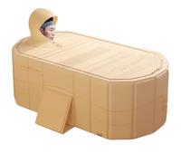 lisutupode Portable Bathtub Adult, Folding Bathtub Double Drain Outlets Soaking, Reusable Bathroom SPA Tub Single Person Hot Tub for Home Travel