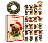 lisutupode Pug Dog Shaped Advent Toy, 2D Flat Acrylic Dog Pendant, Countdown Calendar 24 Days For Christmas | For Teens Students Niece Little Girl Friends Pencil Case
