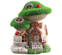 lisutupode Solar Light Fairy House 13.5x11.3x16.5cm Funny Resin Cottage Sculpture Solar Powered Fairy House Garden Statue Night Light House