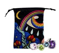 lisutupode Tarot Drawstring Bag | Colorful Drawstring Pouch for Tarot Organizer with Prints - 13x18cm/5.12x7.09inch Tarot Gift Bags Jewelry Pouch for Game Dice, Red to