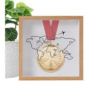 lisutupode Ticket Shadow Box With Slot, 20x20x4.5cm Travel Adventure Archive Shadow Box, Large Travel MemoryBox, ShadowFrame Boxes With World Map Design For Dried Flowers Photo Specimens Stamps